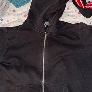 black zip-up hoodie